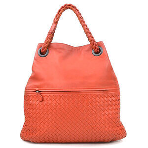 Bottega Veneta handbag orange brown intrecciato leather